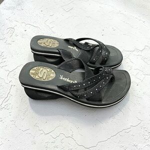 Y2K Skechers Black Wedge Sandals | Studded Strappy Platform Slides 7